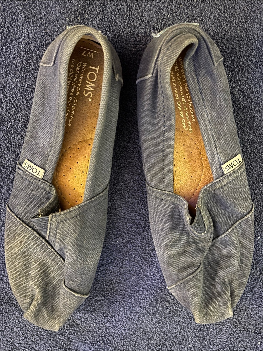 TOMS Canvas Slip-Ons in Navy Blue